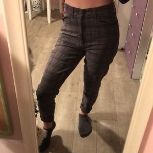 High Rise Brown Plaid Jeggings